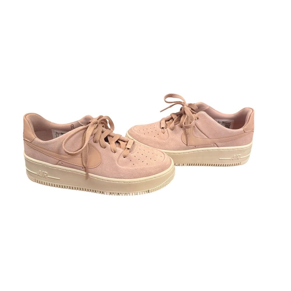 Nike Air Force 1 Sage Low Suede Pink Platform Sneakers Size 8 - Picture 6 of 9